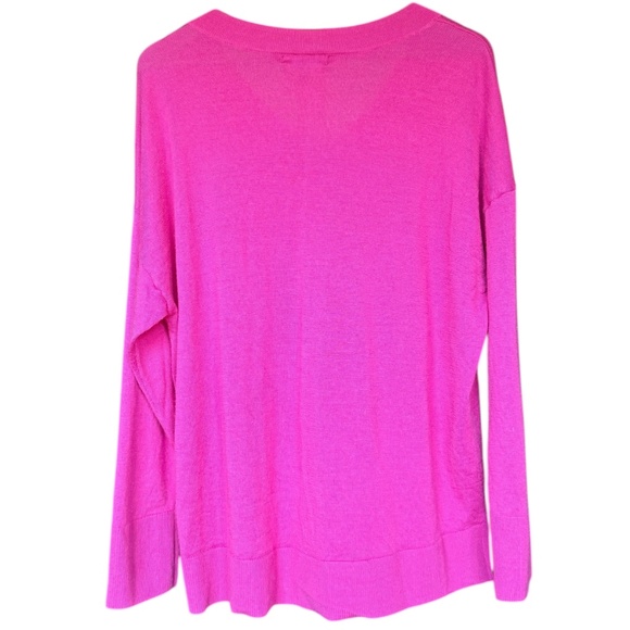Banana Republic 100% Merino Wool Neon Pink V-neck Sweater Sz XL - Picture 5 of 8